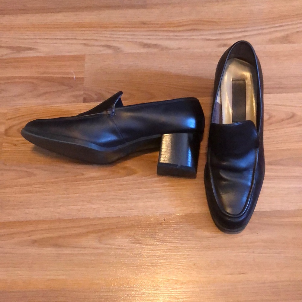 Brown leather pumps